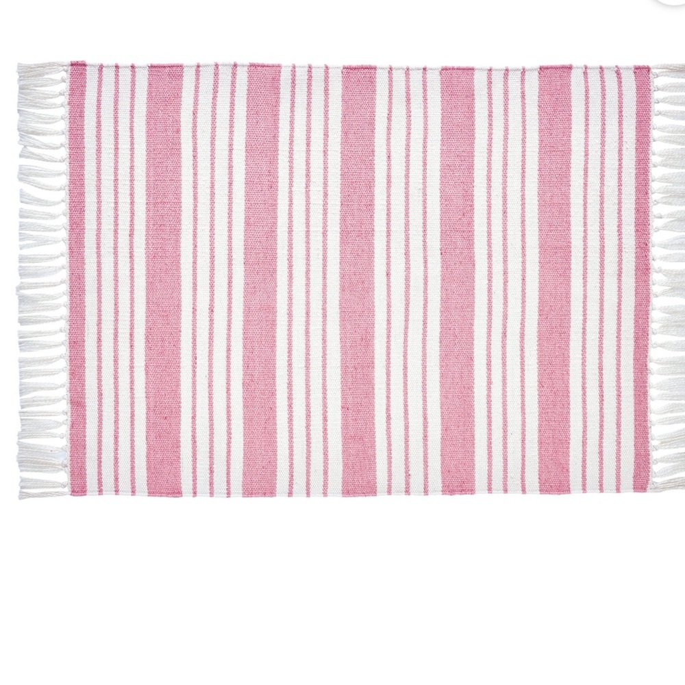 My Texas House Pink Stripe Layering Rug, 24" x 32"